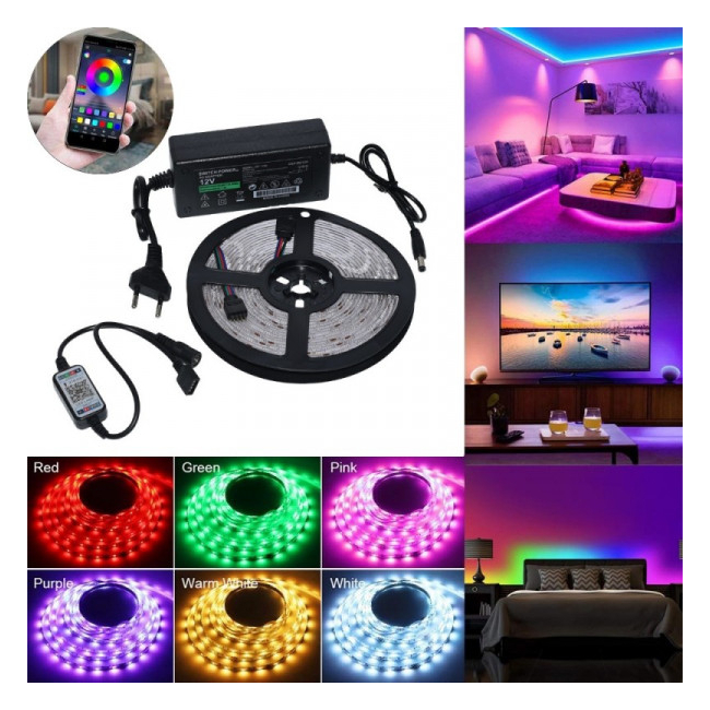 Kit Banda 5m 300 LED SMD RGB 5050 Control BT Telefon 220V BLT 18A054 XXM