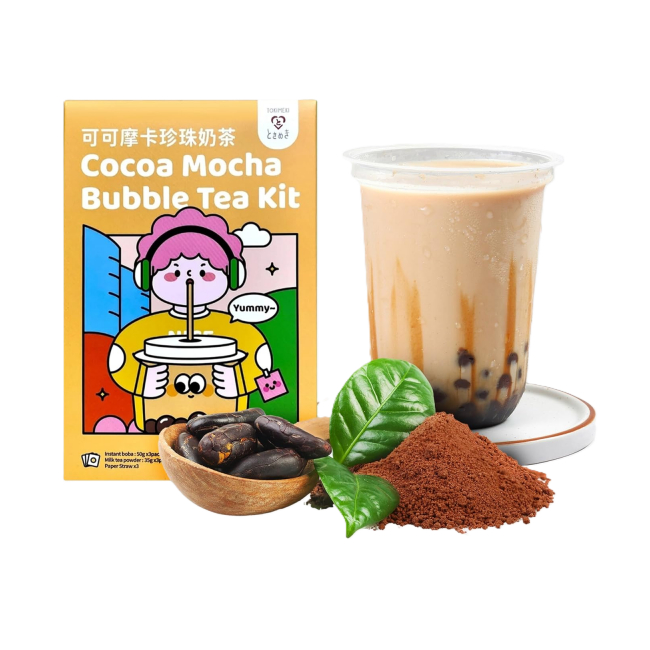 Kit Bubble Tea Tokimeki Perle Tapioca Boba Tea Mocha cu cacao 255g MLL