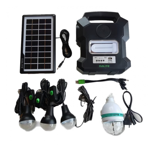 Kit cu Panou Solar 6V4A 3 Becuri, Radio FM USB MP3 GdLite GD1000A