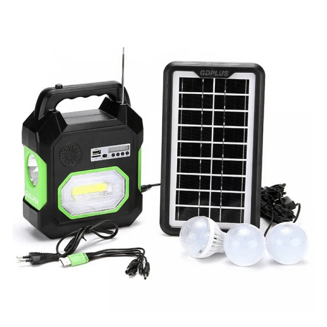 Kit cu Panou Solar LED BT MP3 Radio FM 3Becuri LED 6V4Ah GdSuper GD15