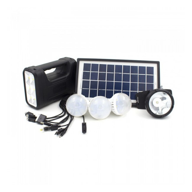 Kit cu Panou Solar si USB, Lanterna Frontala si Lampi, Acumulator 6V 4Ah GD8007