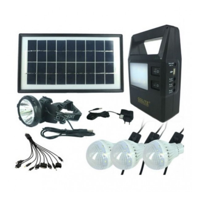 Kit cu Panou Solar si USB, Lanterna si Lampi, Acumulator 6V4Ah GD8121