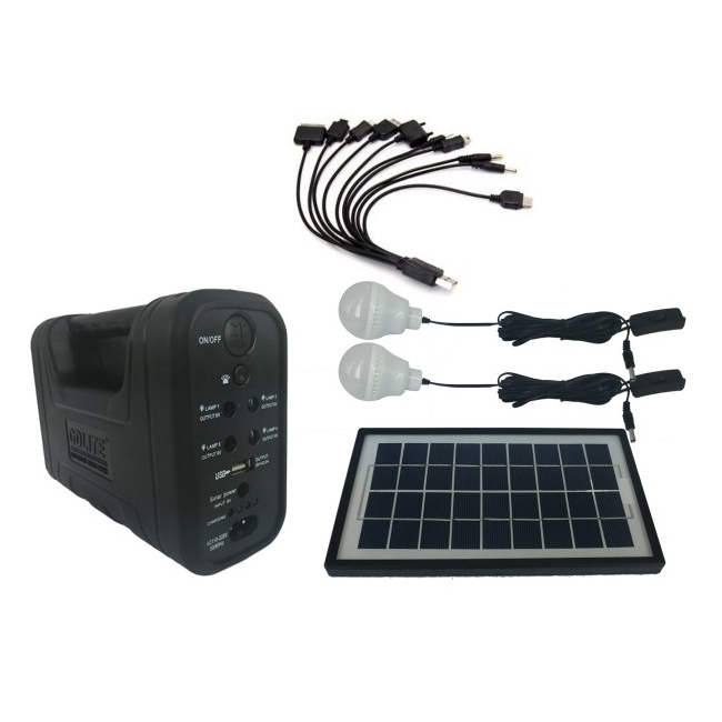 Kit cu Panou Solar, USB si Becuri LED, 6V 4Ah GD8017A