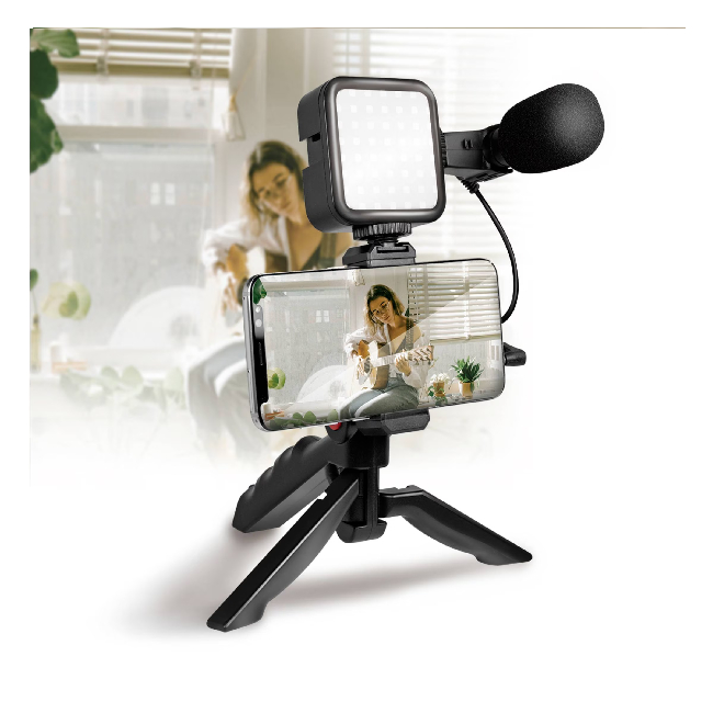 Kit de Vlogging cu Trepied LED Video si Suport pentru Telefon Andowl Q ZJ09