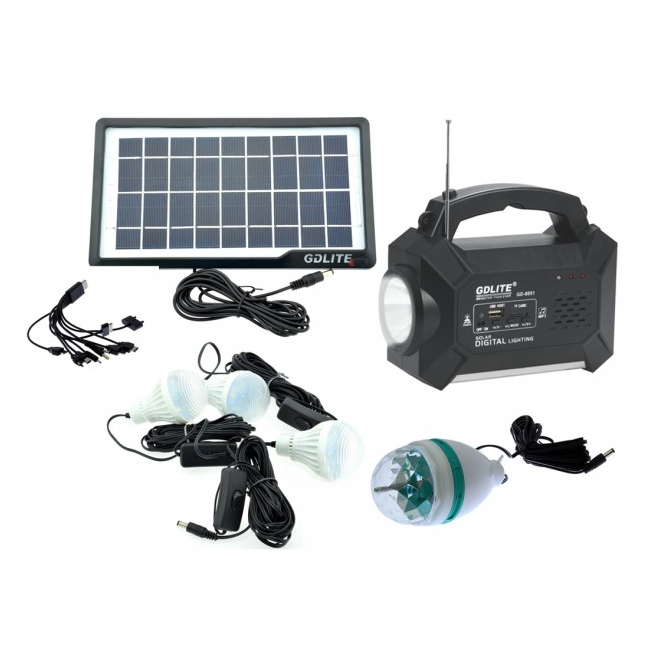 Kit Incarcator Urgente cu Panou Solar Lanterna Radio FM USB MP3 GD8051