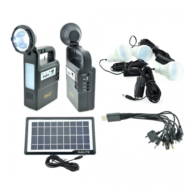Kit Incarcator Urgente cu Panou Solar Lanterna Radio FM USB MP3 GD8133