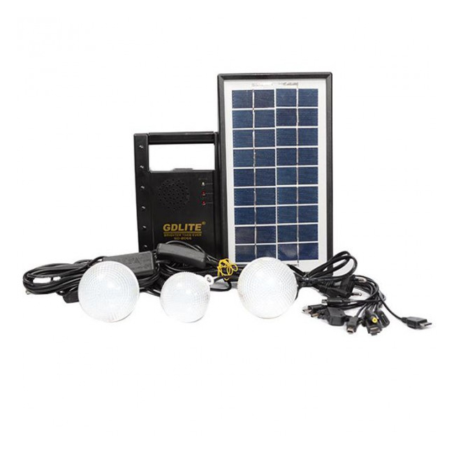 Kit Panou Solar, USB, Radio, Mufe GSM, Becuri LED, 6V4Ah GD8066