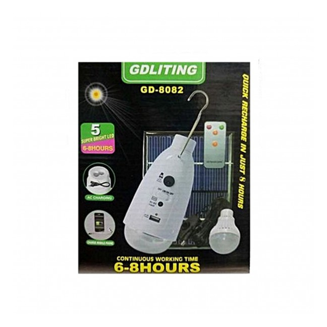 Kit Solar 2 Becuri, Telecomanda,USB, Incarcare Solara si 220V GD8082