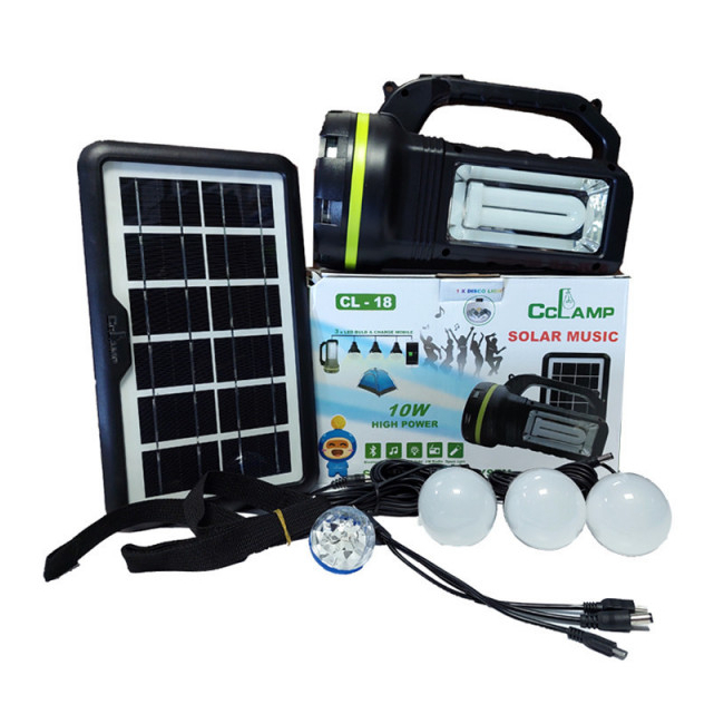 Kit Solar cu BT, Radio si Lanterna 10W 3+1 Becuri Acumulator CL18