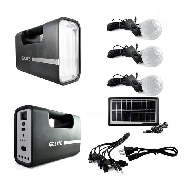 Kit Solar cu Lampa U, USB, 3 Becuri 6V 4Ah GDLite1