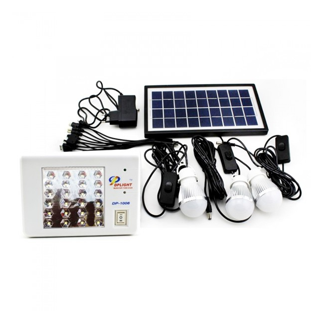 Kit Solar cu Lanterna 24LED, Slot USB si 3 Becuri 6V 4.5Ah DP1006