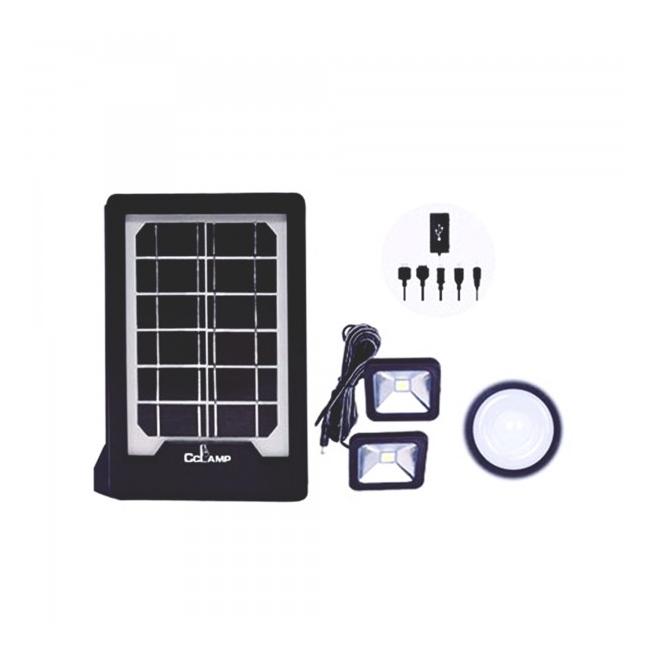 Kit Solar cu Lanterna LED, 2 Becuri si Slot USB GSM CL08
