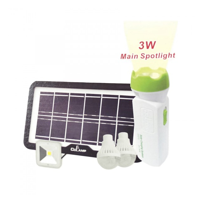 Kit Solar cu Lanterna LED 3W, 3 Becuri si Slot USB GSM CL036