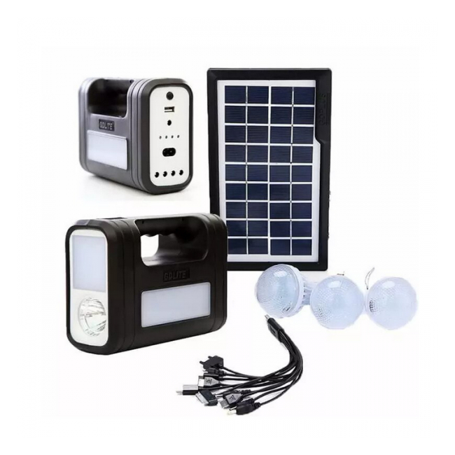Kit Solar cu Lanterne LED, USB, 3 Becuri, 6V 4Ah GDLite GD8017NEW