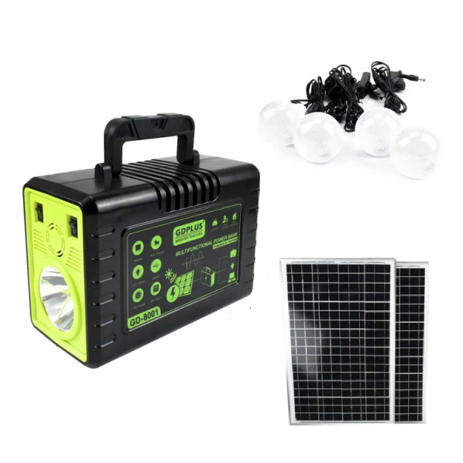 Kit Solar de Iluminat cu 2Panouri Solare 2x30W 3Becuri GDPLUS GD8001