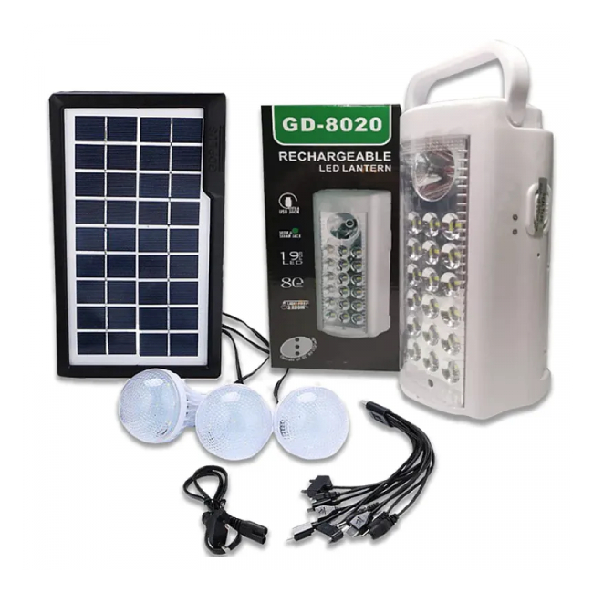 Kit Solar de Iluminat cu Panou Solar LED 3 Becuri 6V GDLITE GD8020