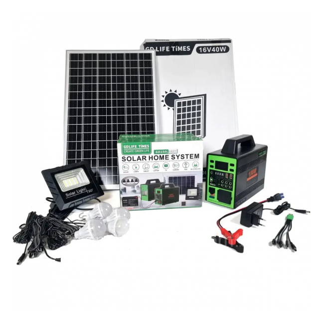 Kit Solar de Iluminat Panou Solar Proiector LED 4Becuri 6V GD150LIGHT
