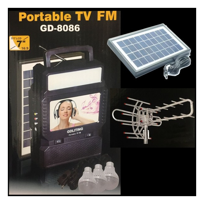 Kit Solar Incarcator Urgente Antena TV Radio FM USB MP3 GdLite GD8086