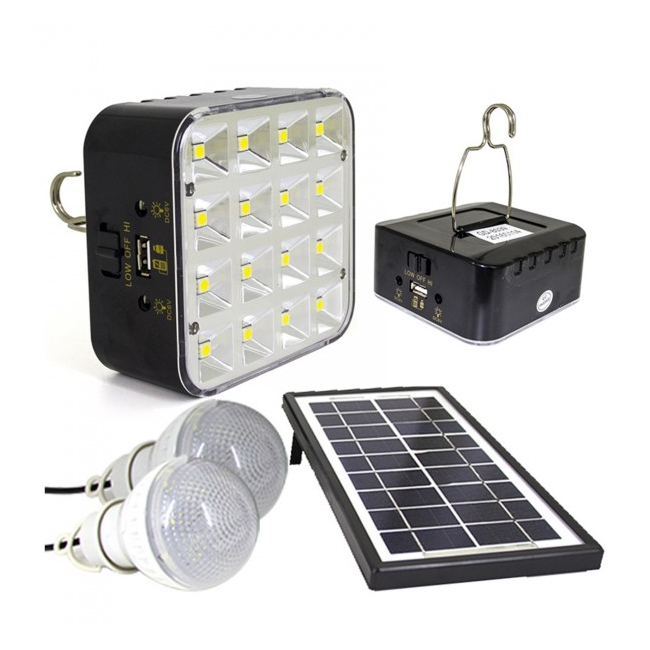 Kit Solar Lampa 16LED SMD, USB, 2 Becuri, 6V 4Ah GD8039