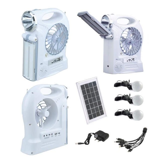 Kit Solar Lampa LED 1W+28SMD, 3 Bec, Ventilator, Radio, USB YJ1906TSYK