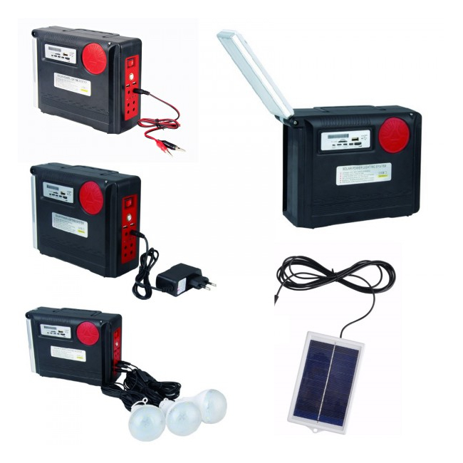 Kit Solar Lanterna LED, 3 Bec, Radio, SD, 12V 8A, 12V 220V YJ1980TSYK