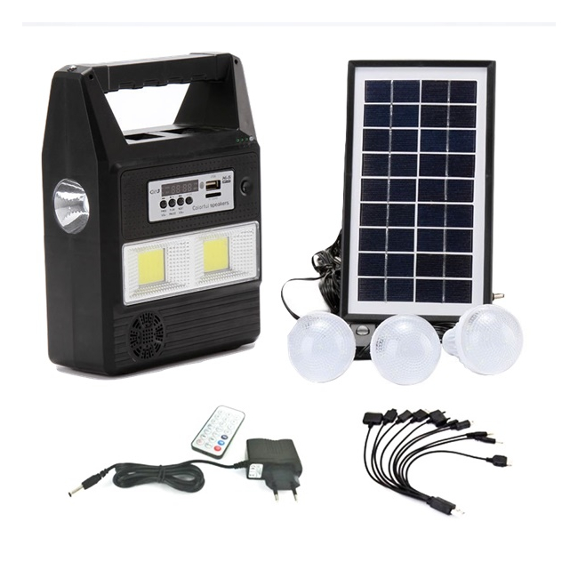 Kit Solar Lanterna LED Radio FM USB 3 Becuri 6V4Ah GDPlus GD8216