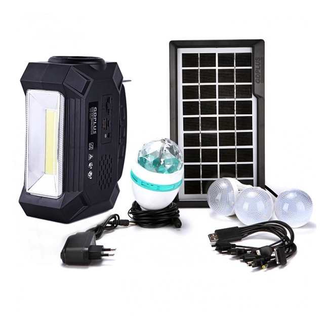 Kit Solar Lanterna LED Radio FM USB SD 4 Becuri 4V4Ah GDPlus GD8061