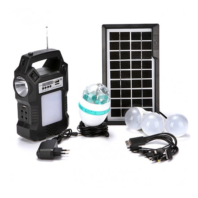 Kit Solar Lanterna LED Radio USB SD 4 Becuri 4V GDPLUS GD8060 Premium