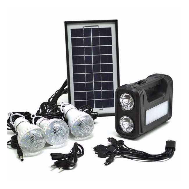 Kit Solar Lanterna LED, USB, 3 Becuri, 6V 4Ah GDLite GD8017