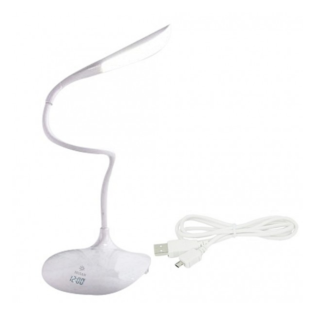 Lampa Birou Flexibila LED, Incarcare USB, Comutator Tactil si Ceas HA468