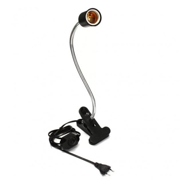 Lampa cu Brat Flexibil 35cm E27 Alim. 220V 160cm Clips, On/Off Neagra MNR8545