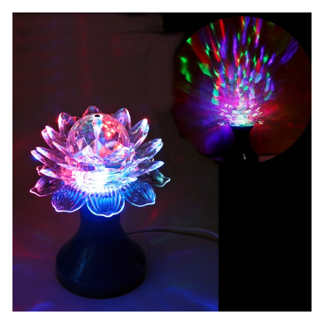 Lampa Disco Rotativa Veioza Floare Lotus Multicolora 20W 220V