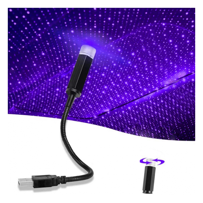 Lampa Flexibila Proiectii Laser Plafon Auto la USB Lumina Mov