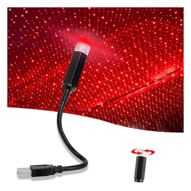 Lampa Flexibila Proiectii Laser Plafon Auto la USB Lumina Rosie