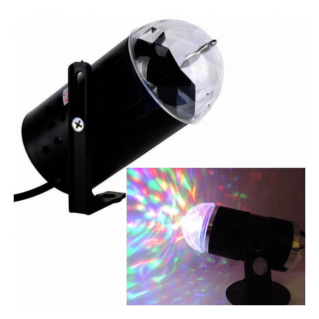 Lampa Rotativa cu 3 LEDuri 1W Multicolore Efect Disco