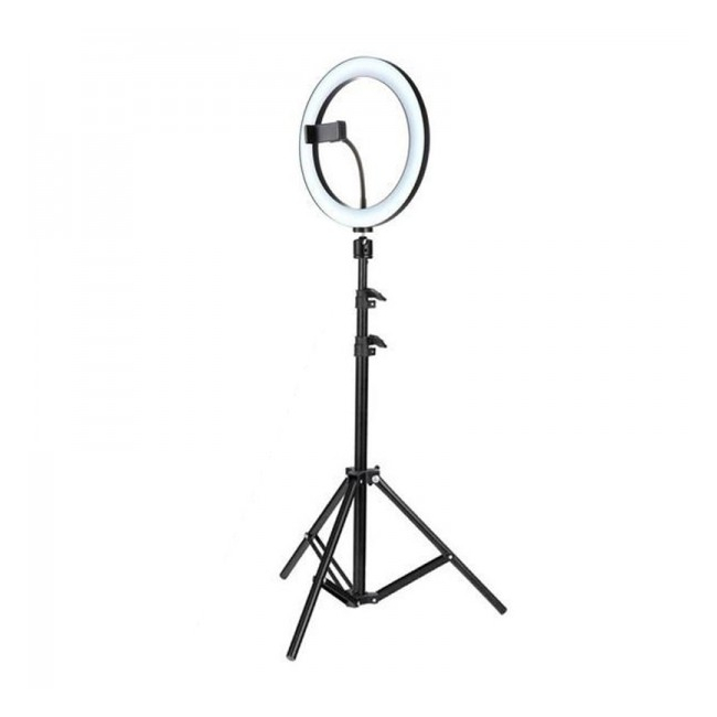 Lampa Vlogger Circulara Neon 3 Nuante Alb 96LED 10Inch Trepied