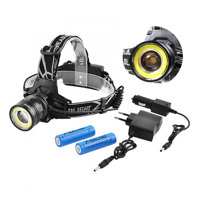 Lanterna Frontala LED+COB 3W, Zoom, 2x18650, 12V, 220V BLC861T6