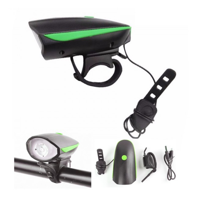 Lanterna LED 1W Far Bicicleta cu Sonerie si Incarcare USB FY058