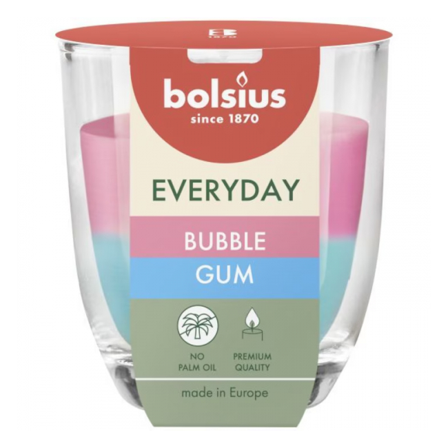 Lumanare Parfumata in Pahar 2 culori 70-311 Bubble Gum Bolsius DNC64782