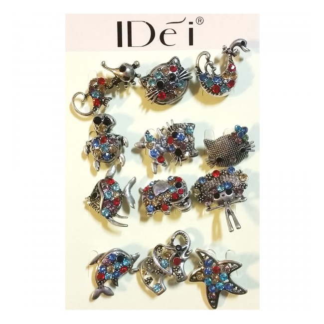 Martisoare 1 Martie Set 12 Brose Animalute cu Cristale Colorate