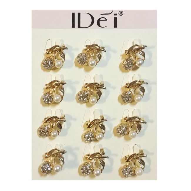 Martisoare 1 Martie Set 12 Brose Aurii cu Cristale si Perle