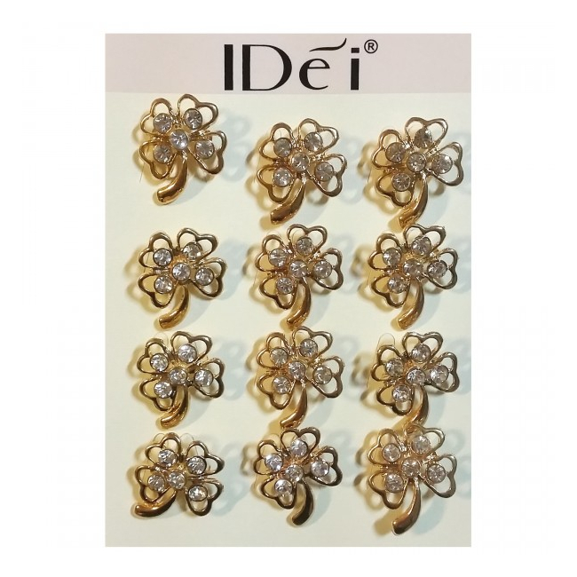 Martisoare 1 Martie Set 12 Brose Aurii Trifoi cu Cristale
