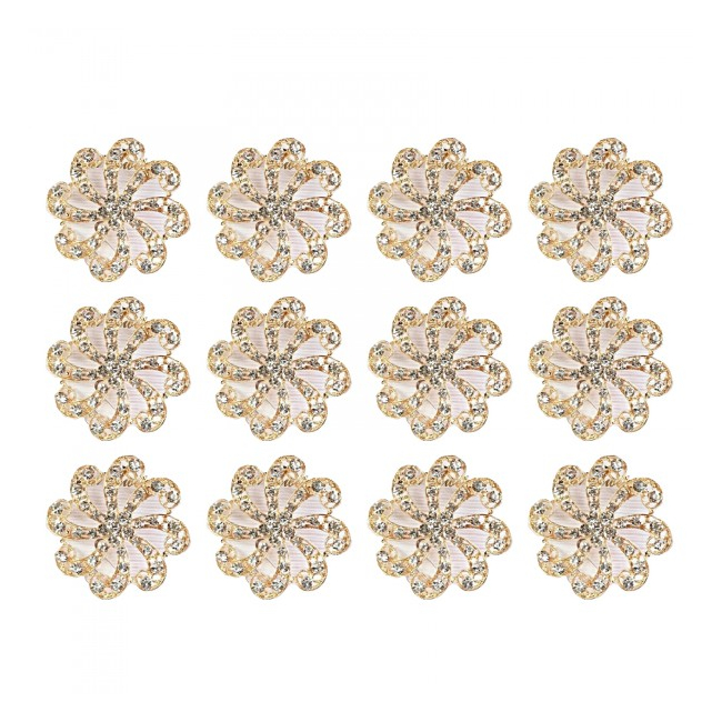 Martisoare 1 Martie Set 12 Brose Floare Aurie cu Cristale Argintii