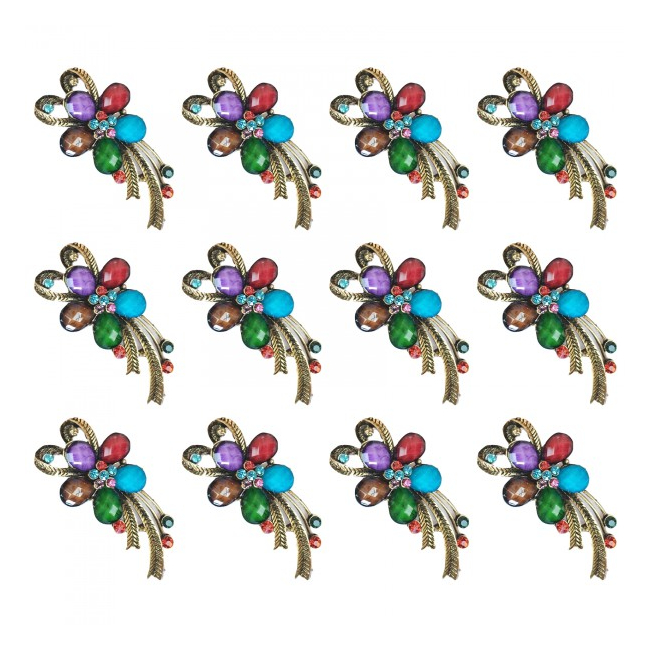 Martisoare 1 Martie Set 12 Brose Floare cu Cristale Colorate