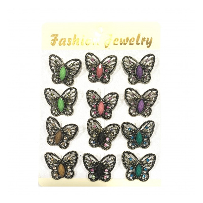 Martisoare 1 Martie Set 12 Brose Fluturi Aurii Cristale Div. Culori