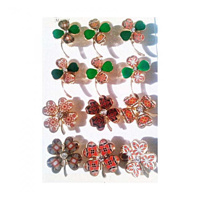 Martisoare 1 Martie Set 12 Brose Trifoi cu Motive Populare