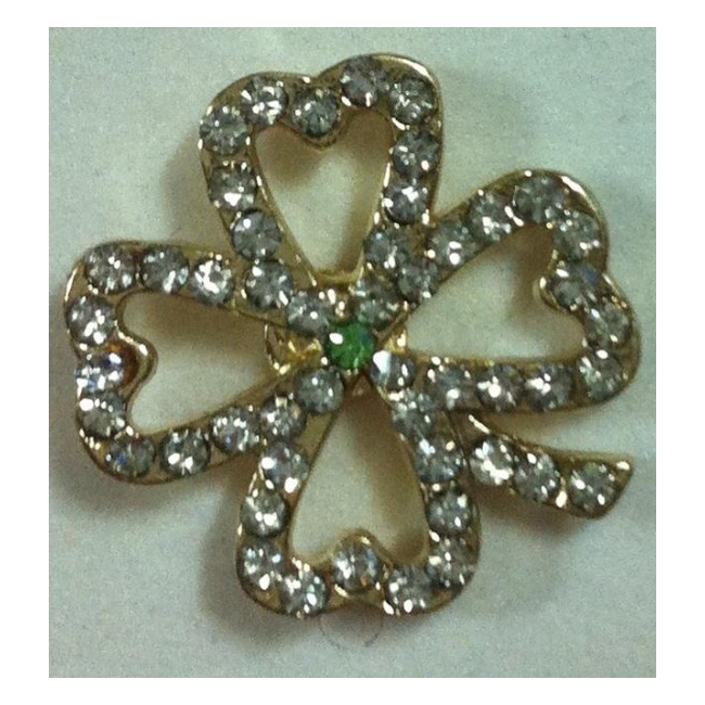 Martisor Brosa Aurie Trifoi cu 4 Foi si Strasuri XZ56