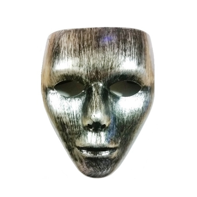 Masca de Halloween si Carnaval Argintie Aspect Metalic