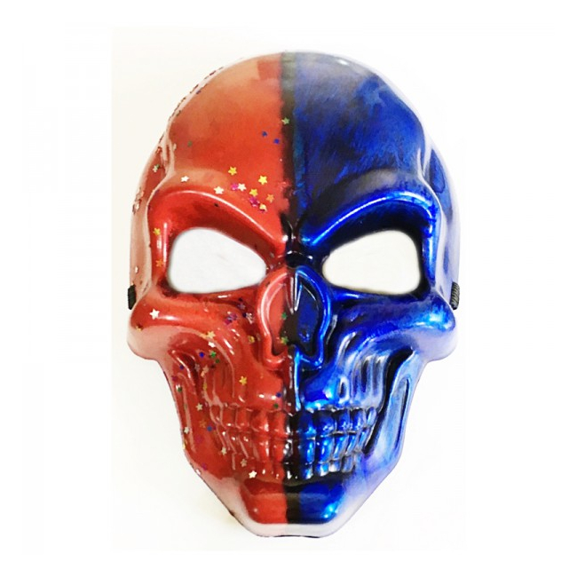Masca de Halloween si Carnaval Craniu Albastru Rosu cu stelute
