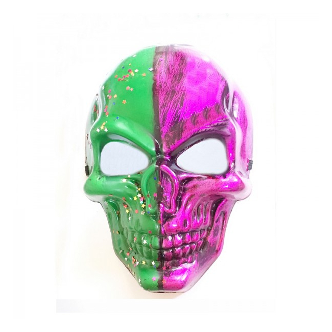 Masca de Halloween si Carnaval Craniu Verde Roz cu stelute